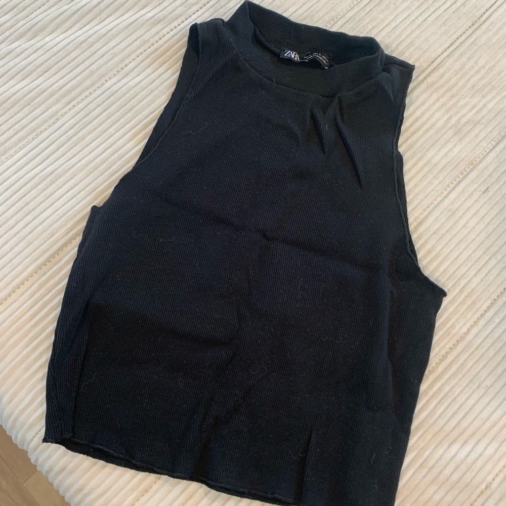 Zara black neck high crop top
